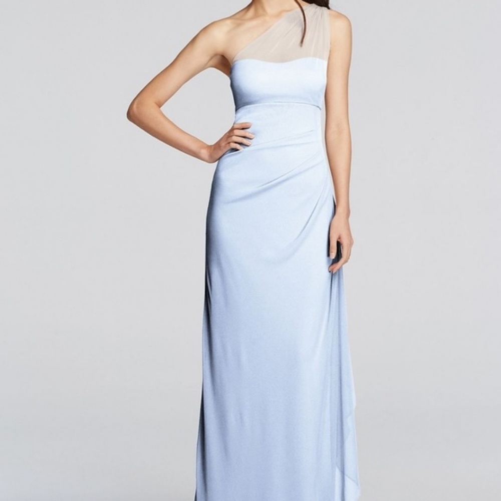 David's Bridal Long One Shoulder Bridesmaid Dress